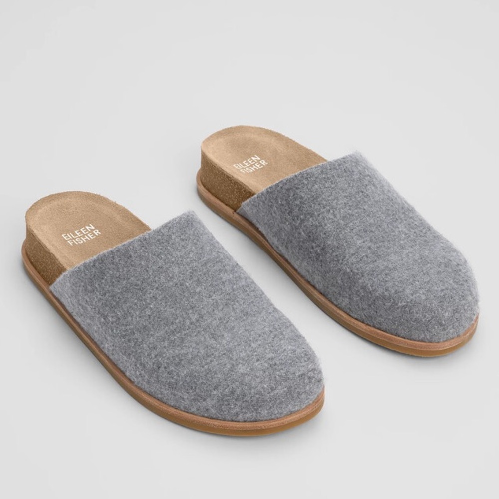 Eileen Fisher NWOT Bios Flannel‎ Mule Moon Gray Size 9.5